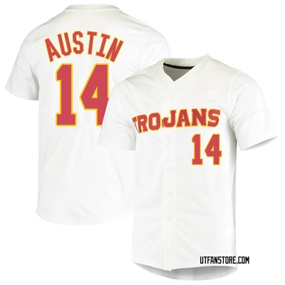 Men's Channing Austin USC Trojans Replica Vapor Untouchable Full-Button Baseball Jersey - White