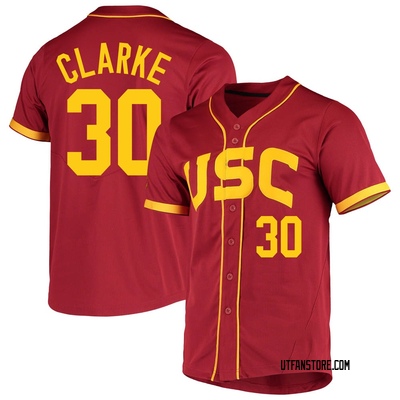 Men's Garrett Clarke USC Trojans Replica Cardinal Vapor Untouchable Full-Button Baseball Jersey