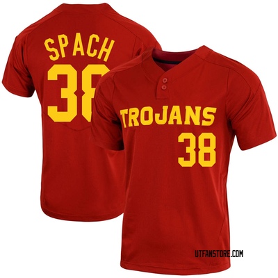 Men's Toby Spach USC Trojans Replica Cardinal Vapor Two-Button Baseball Jersey