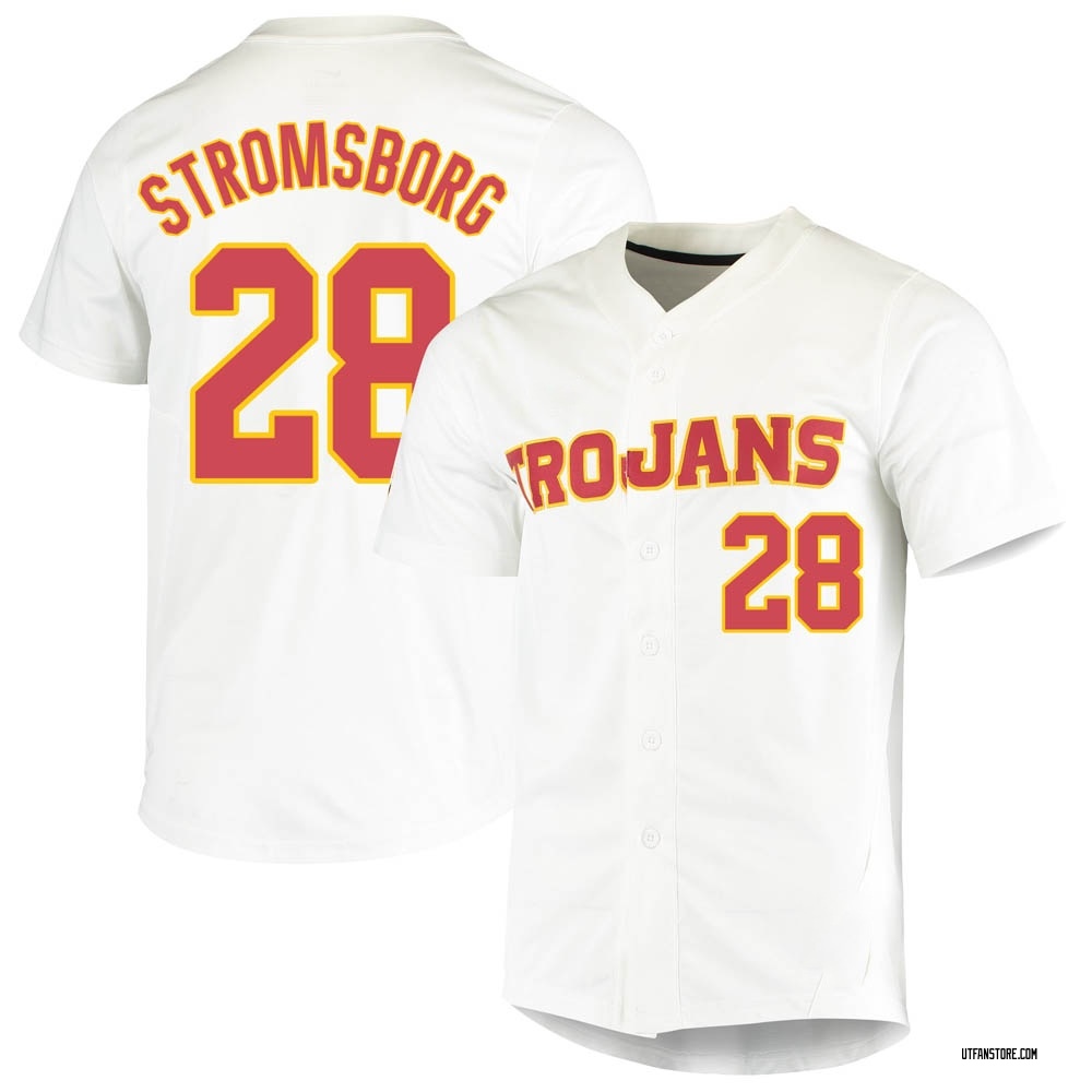 Men's Tyler Stromsborg USC Trojans Replica Vapor Untouchable Full-Button Baseball Jersey - White