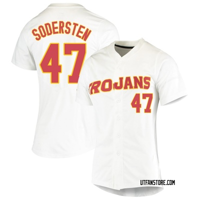 Women's Blake Sodersten USC Trojans Replica Vapor Untouchable Full-Button Baseball Jersey - White