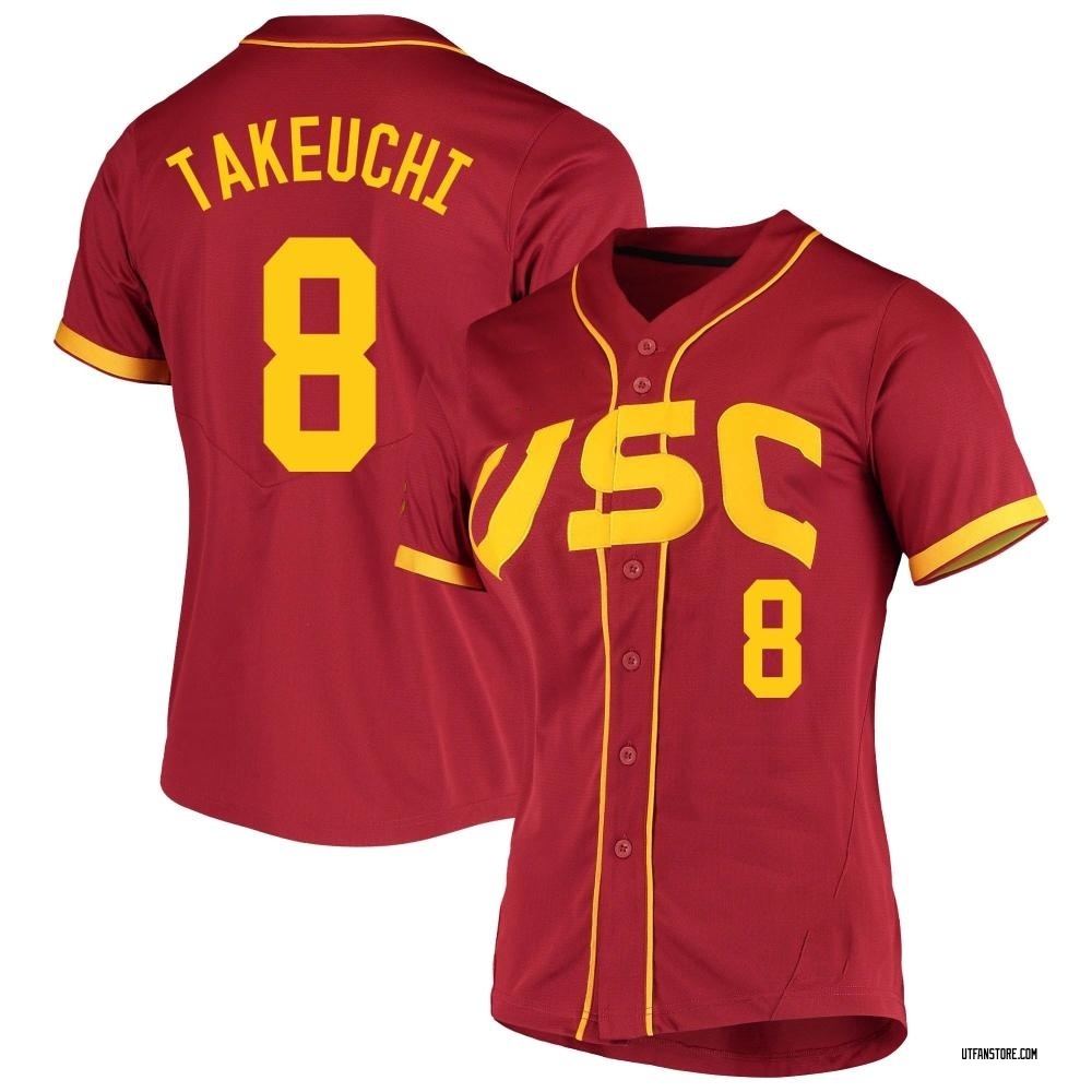 Women's Kevin Takeuchi USC Trojans Replica Cardinal Vapor Untouchable Full-Button Baseball Jersey