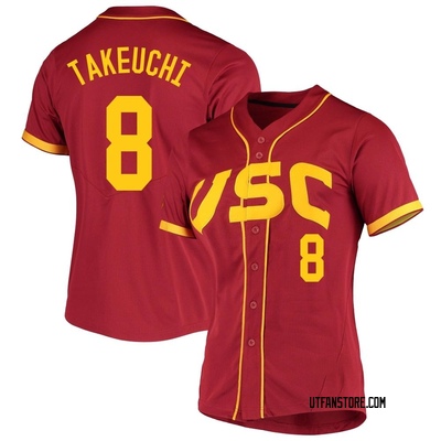 Women's Kevin Takeuchi USC Trojans Replica Cardinal Vapor Untouchable Full-Button Baseball Jersey