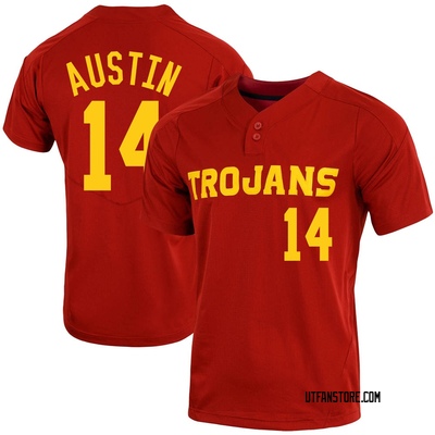 Youth Channing Austin USC Trojans Replica Cardinal Vapor Two-Button Baseball Jersey