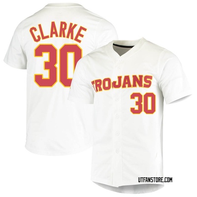 Youth Garrett Clarke USC Trojans Replica Vapor Untouchable Full-Button Baseball Jersey - White