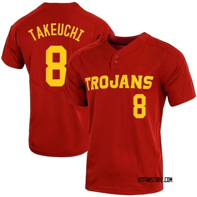 Youth Kevin Takeuchi USC Trojans Replica Cardinal Vapor Two-Button Baseball Jersey