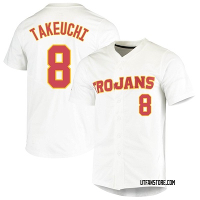 Youth Kevin Takeuchi USC Trojans Replica Vapor Untouchable Full-Button Baseball Jersey - White